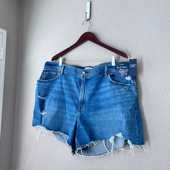 Madewell Curve Love 4” Mom Short High Rise Denim Raw Frayed Hem 35 20 New NWT - Picture 3 of 6